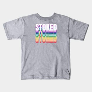 Rainbow Stoked Stacked Colors Kids T-Shirt